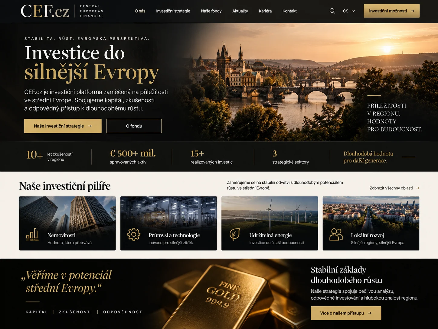 Ilustrační návrh pro CEF.cz zaměřený na finanční analýzy, investiční témata a středoevropskou perspektivu